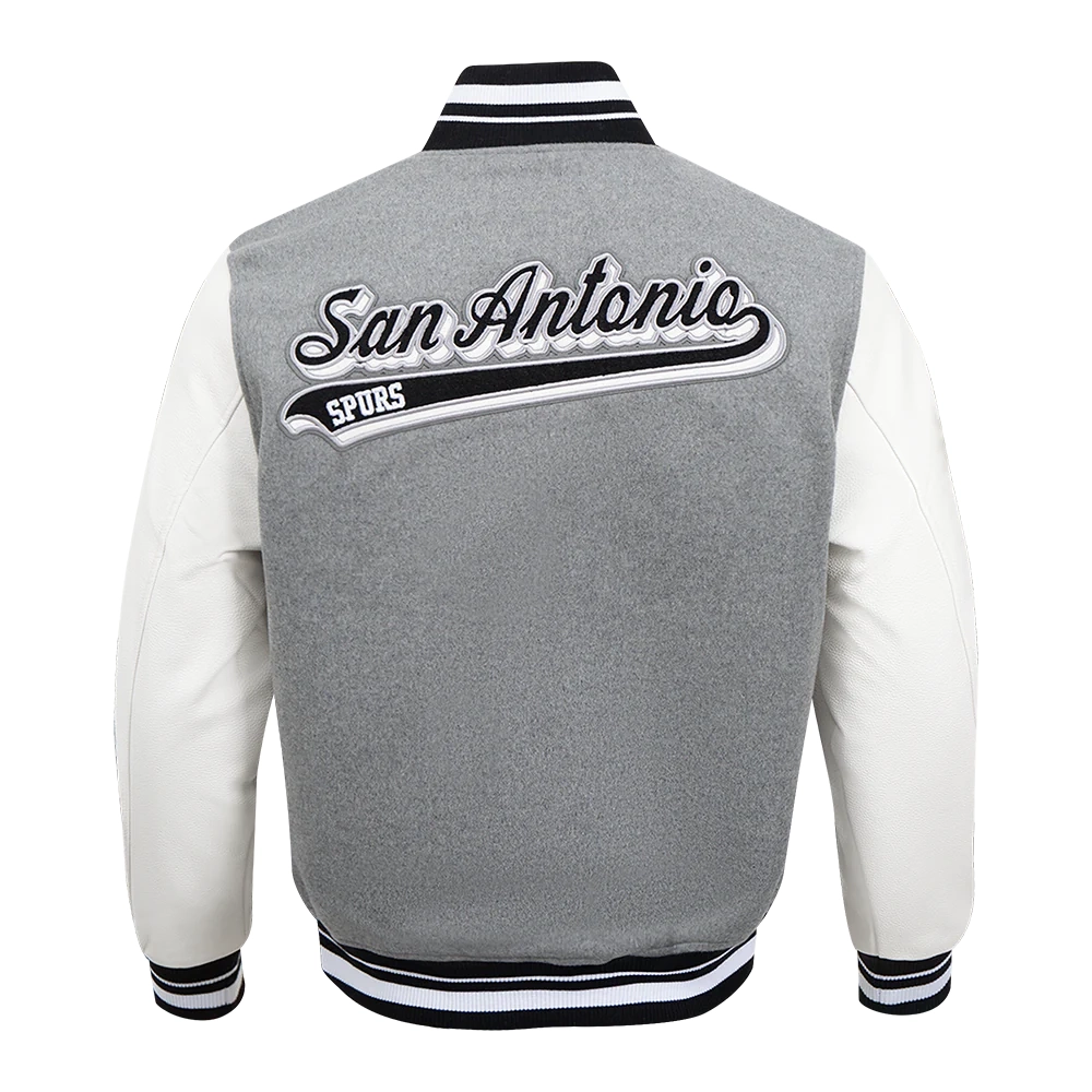 San antonio spurs pro standard script tail wool and leather varsity jacket 4
