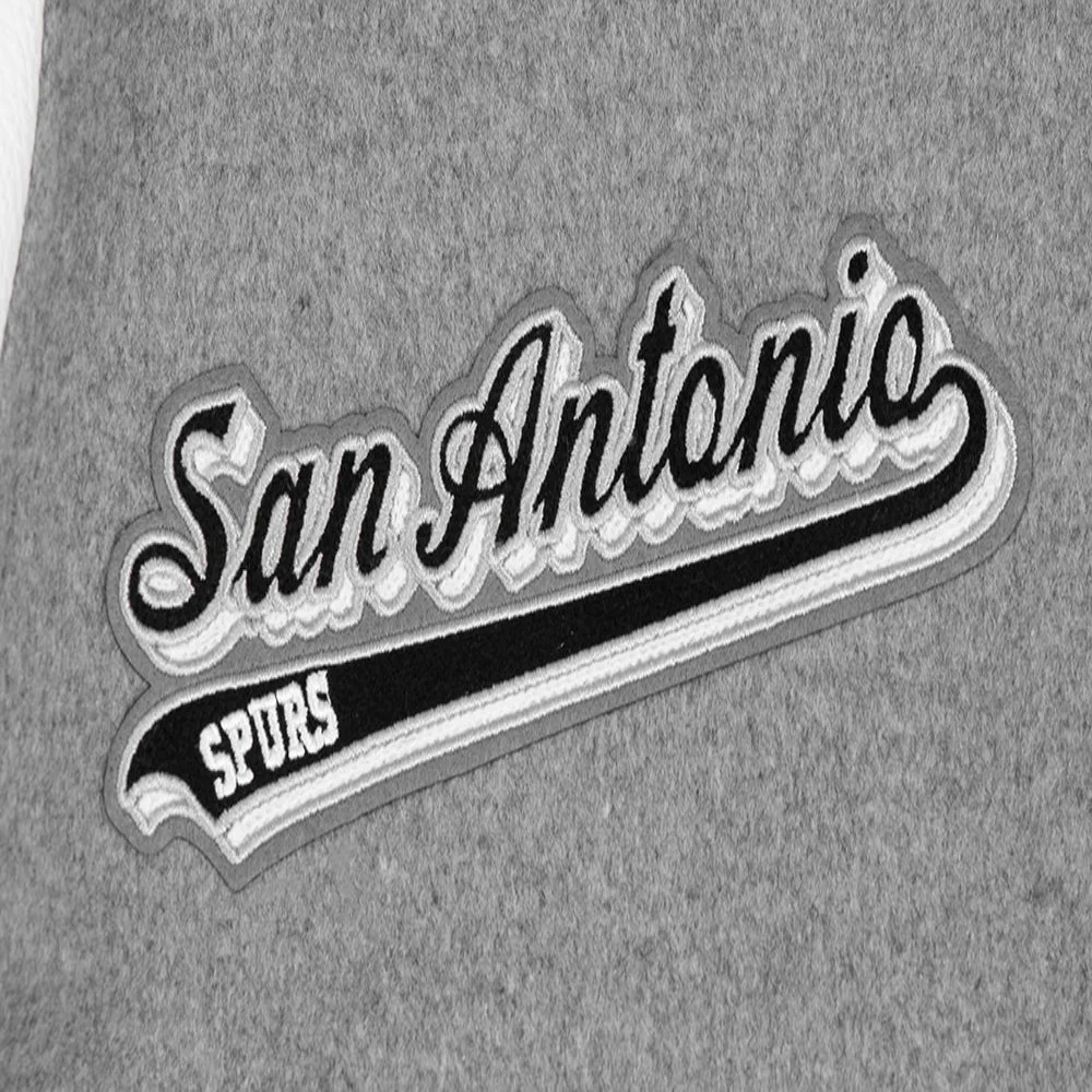 San antonio spurs pro standard script tail wool and leather varsity jacket 5