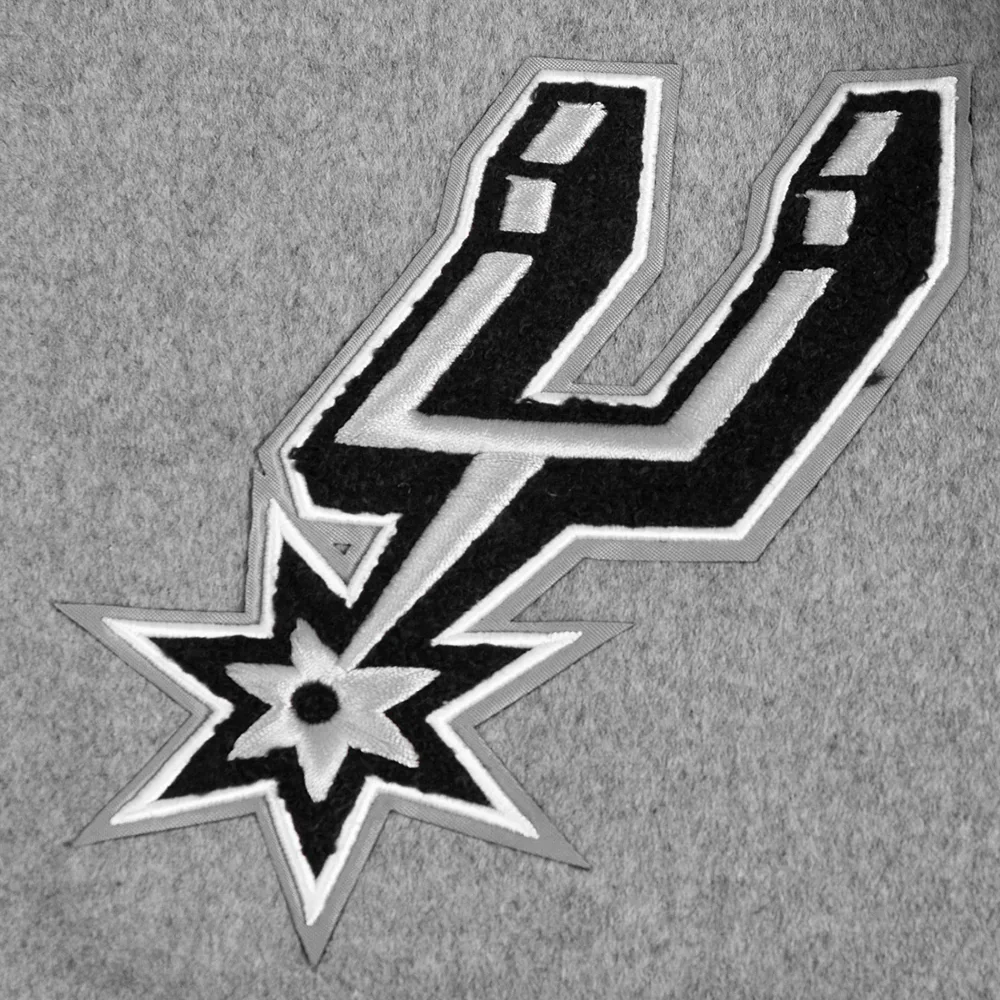San antonio spurs pro standard script tail wool and leather varsity jacket 6