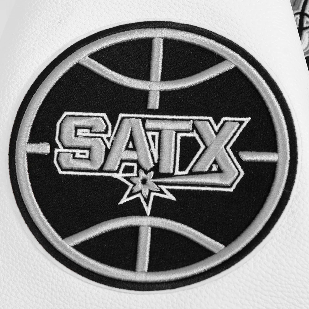 San antonio spurs pro standard script tail wool and leather varsity jacket 7