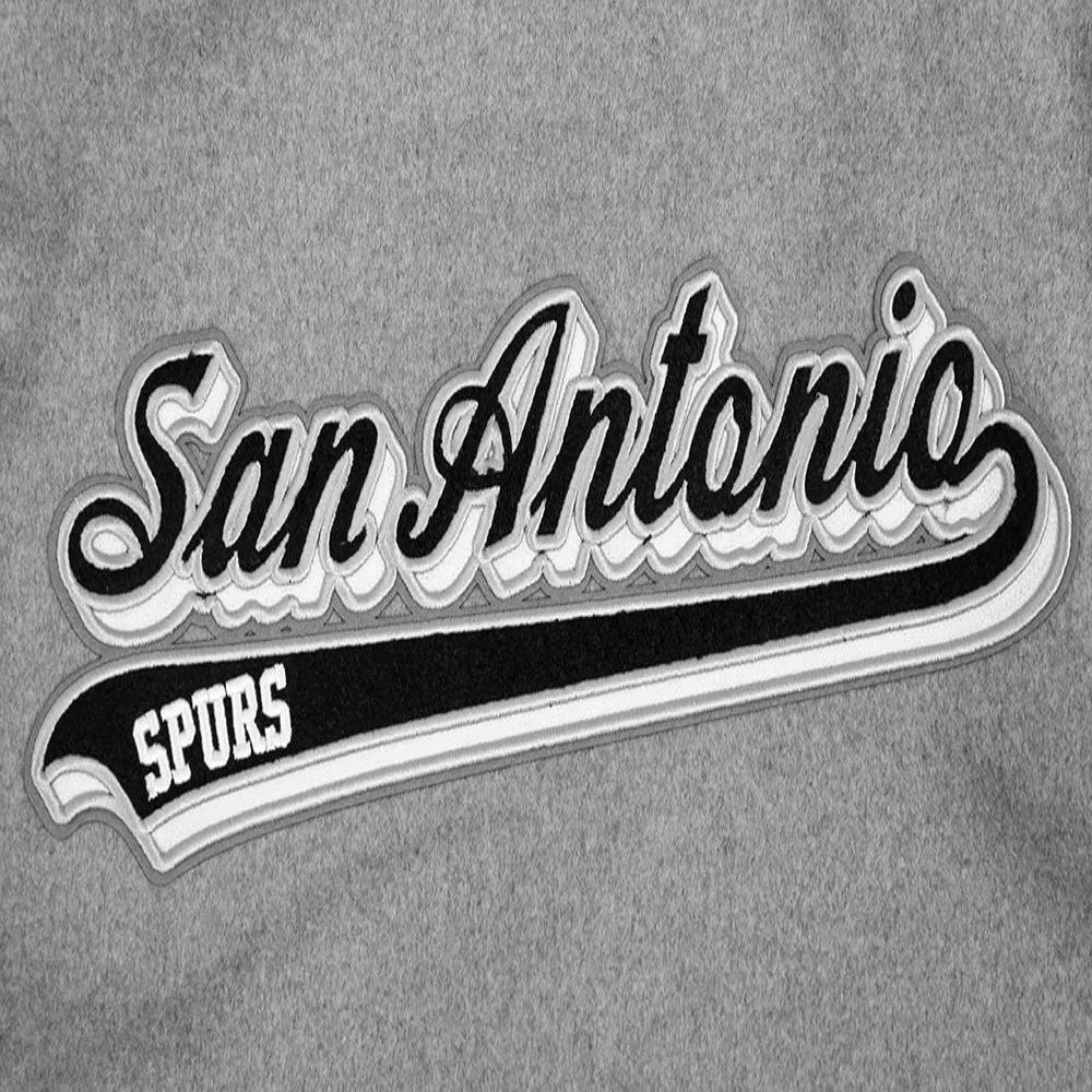 San antonio spurs pro standard script tail wool and leather varsity jacket 9