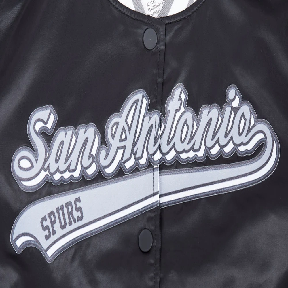 San antonio spurs script tail full snap satin varsity jacket black 1