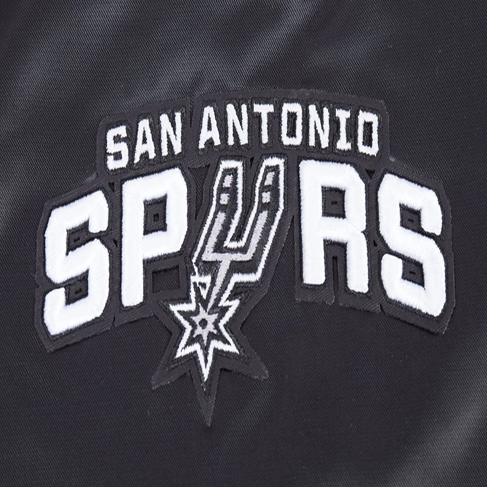 San antonio spurs script tail full snap satin varsity jacket black 2