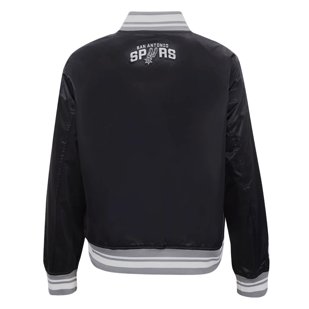 San antonio spurs script tail full snap satin varsity jacket black 3