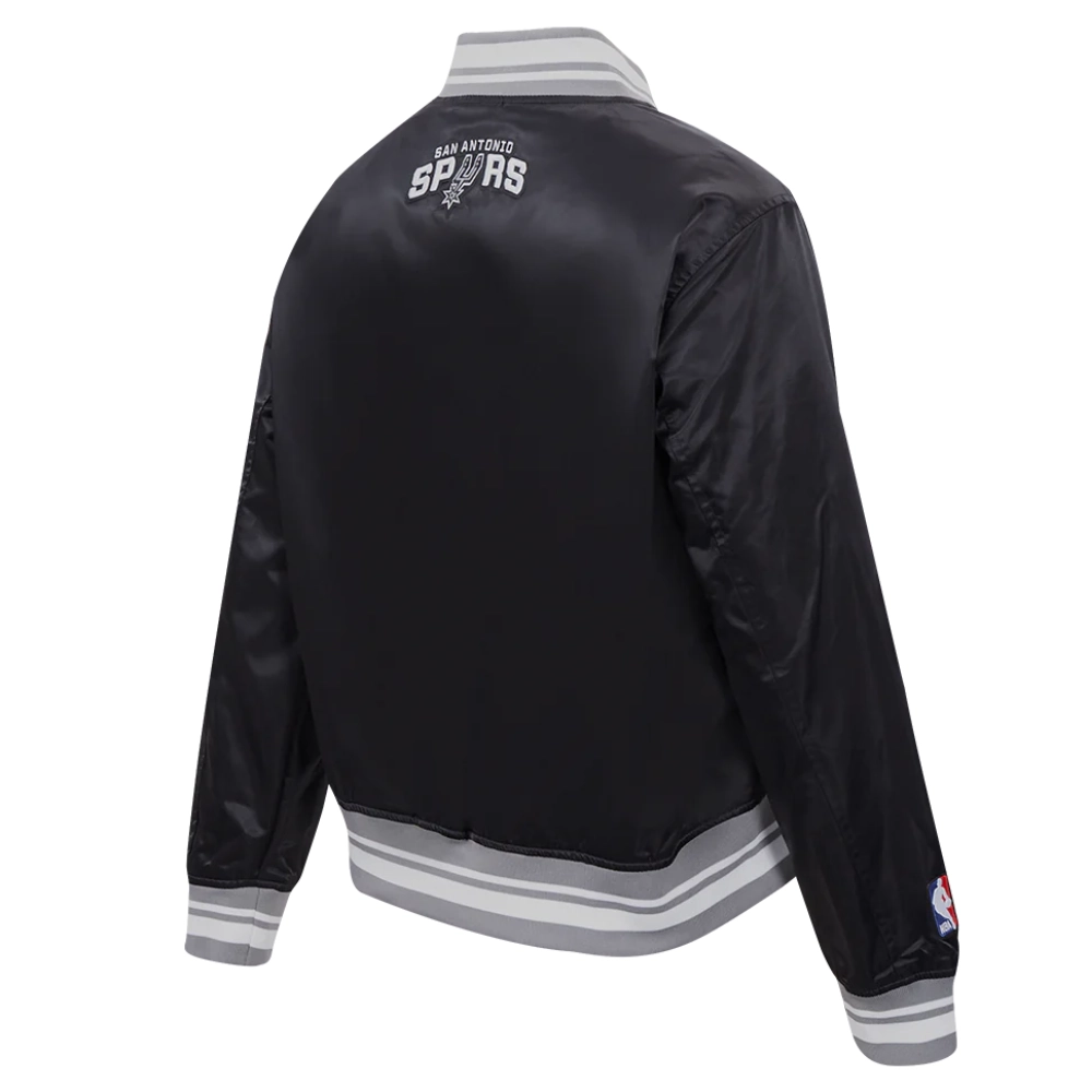 San antonio spurs script tail full snap satin varsity jacket black 4