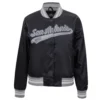 San antonio spurs script tail full snap satin varsity jacket black 6