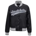 San Antonio Spurs Script Tail Black Satin Jacket