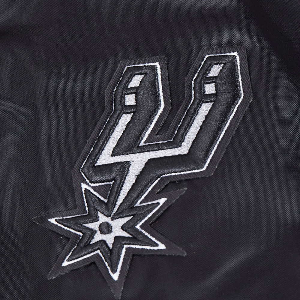 San antonio spurs script tail full snap satin varsity jacket black