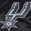 San antonio spurs script tail ribbed knitted satin varsity jacket black