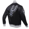 San antonio spurs script tail ribbed knitted satin varsity jacket black 2