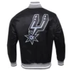 San antonio spurs script tail ribbed knitted satin varsity jacket black 3