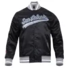 San antonio spurs script tail ribbed knitted satin varsity jacket black 5