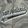 San antonio spurs script tail ribbed knitted satin varsity jacket gray 1