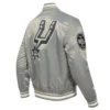 San antonio spurs script tail ribbed knitted satin varsity jacket gray 2