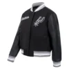 San antonio spurs script tail womens wool leather varsity jacket black 4