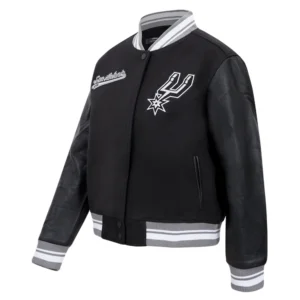 San antonio spurs script tail womens wool leather varsity jacket black 4