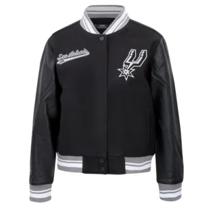 San antonio spurs script tail womens wool leather varsity jacket black 5