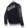 San antonio spurs script tail wool leather varsity jacket black 2