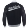 San antonio spurs script tail wool leather varsity jacket black 3