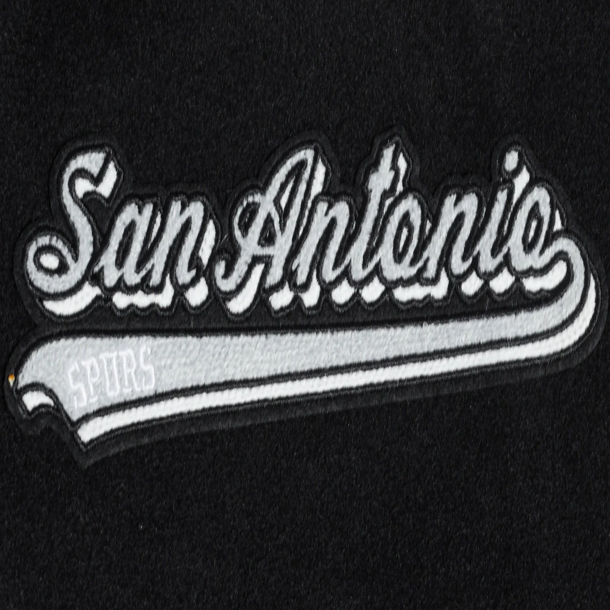 San antonio spurs script tail wool leather varsity jacket black