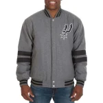 San Antonio Spurs Striped Gray Wool Jacket