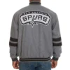San antonio spurs striped wool gray varsity jacket