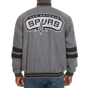 San antonio spurs striped wool gray varsity jacket