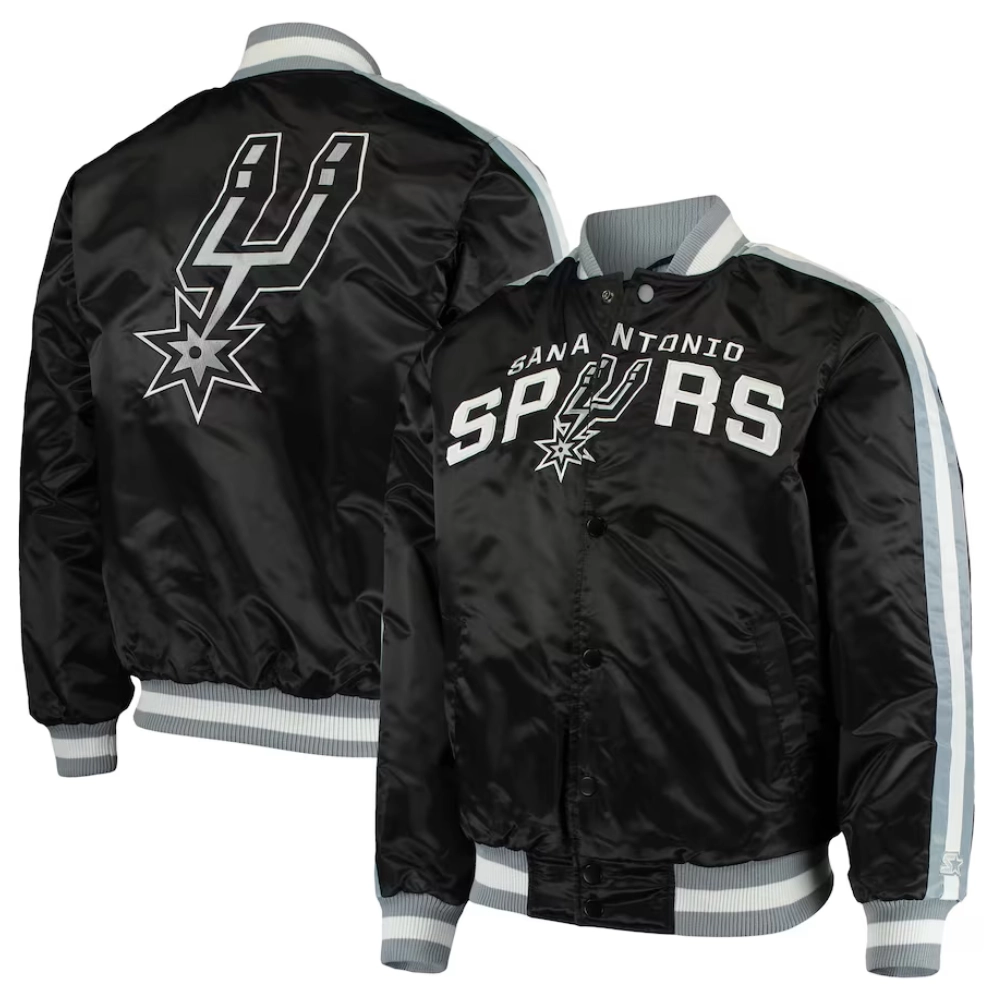 San antonio spurs the offensive satin varsity jacket black 2