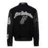 San antonio spurs wool leather old english varsity jacket black 2