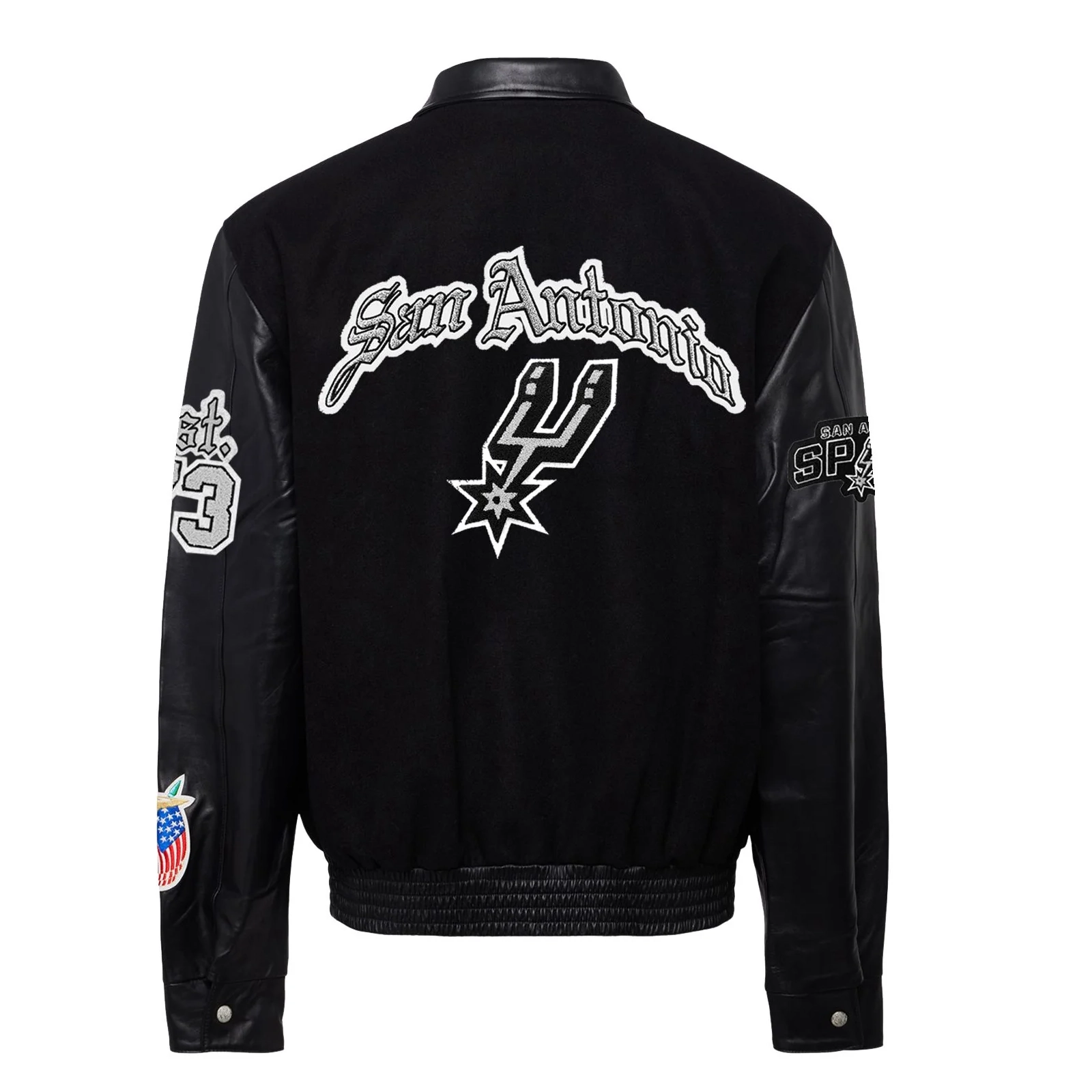 San antonio spurs wool leather old english varsity jacket black 2