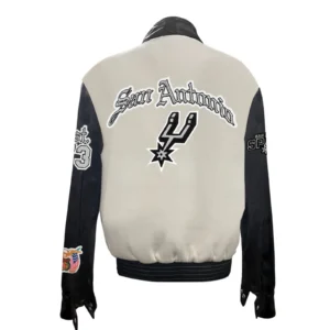 San antonio spurs wool leather varsity jacket white black 1 1