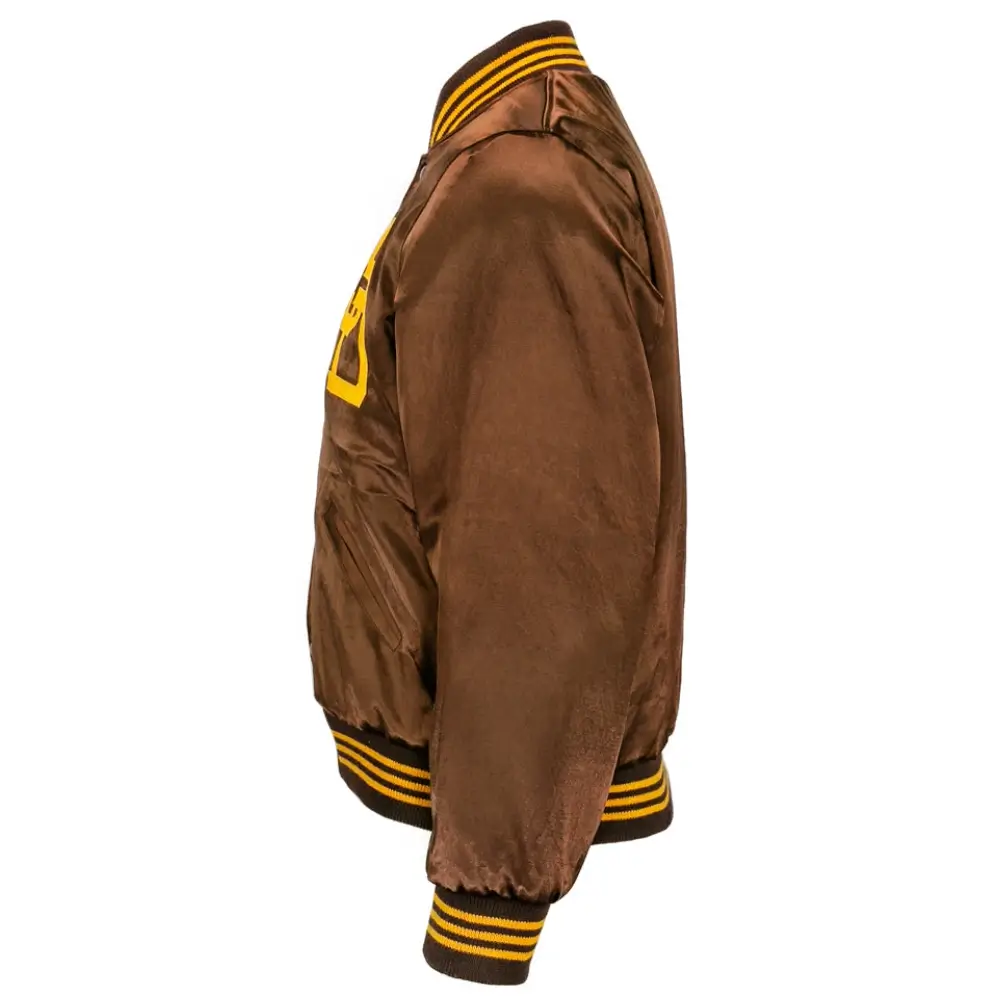 San diego padres 1969 authentic ribbed collar satin varsity brown jacket 2 1 1