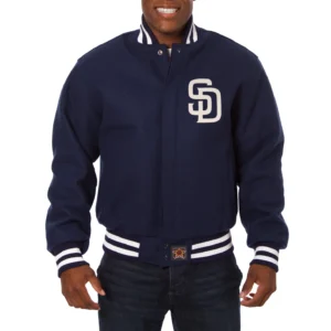 San diego padres handcrafted logo wool jacket navy 1