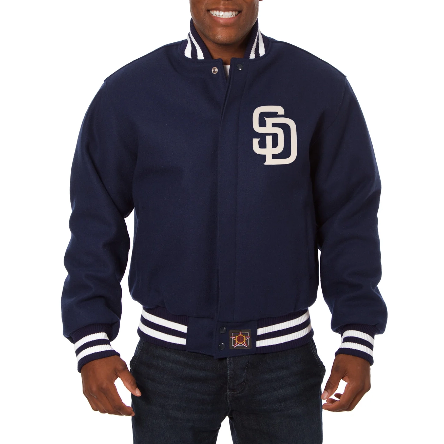 San diego padres handcrafted logo wool jacket navy 1