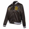 San diego padres mashup full snap womans satin varsity jacket brown 1
