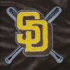 San diego padres mashup full snap womans satin varsity jacket brown 5