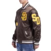 San diego padres old english full snap satin varsity jacket brown 1 processed 1