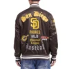 San diego padres old english full snap satin varsity jacket brown 2 processed 1