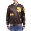 San diego padres old english full snap satin varsity jacket brown processed 1