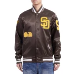 San Diego Padres Old English Brown Satin Jacket