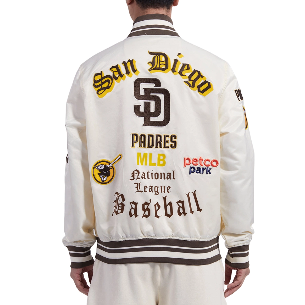 San diego padres old english full snap satin varsity jacket cream 2 processed 1