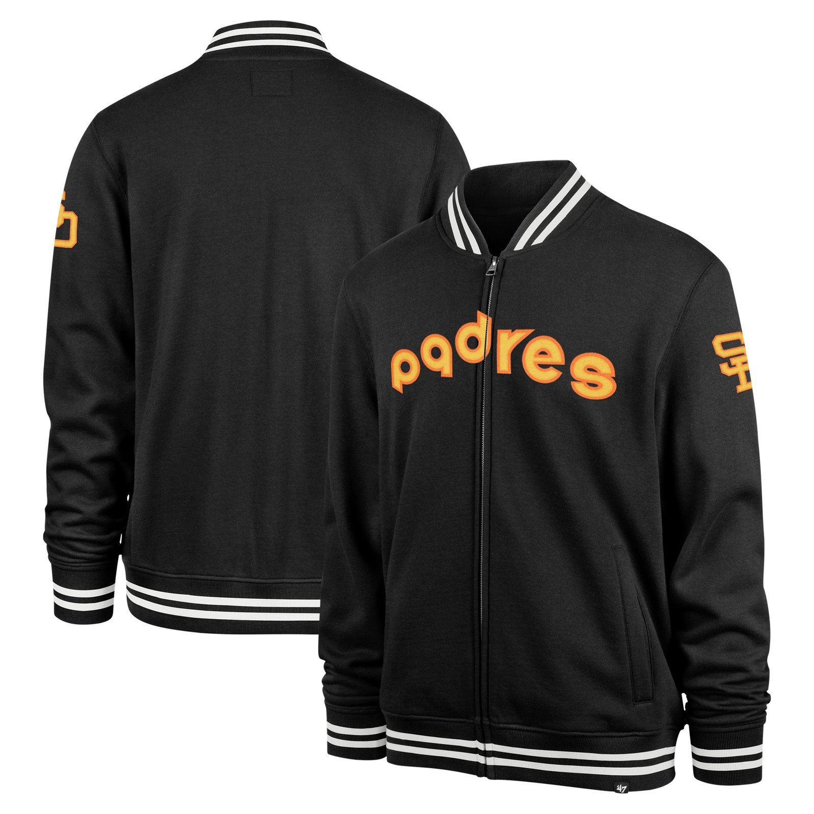 San diego padres pack pro camden full zip track varsity jacket black 2