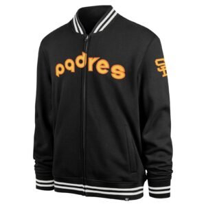 San diego padres pack pro camden full zip track varsity jacket black