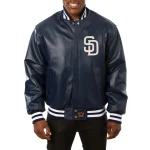 San Diego Padres Full Leather Navy Varsity Jacket