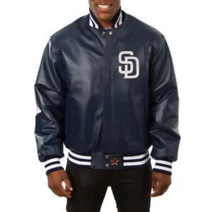 San diego padres real leather varsity jacket navy 1