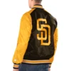 San diego padres renegade satin varsity jacket brown yellow