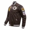 San diego padres retro classic full snap satin varsity jacket brown 1