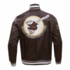 San diego padres retro classic full snap satin varsity jacket brown 3