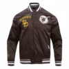 San diego padres retro classic full snap satin varsity jacket brown 6