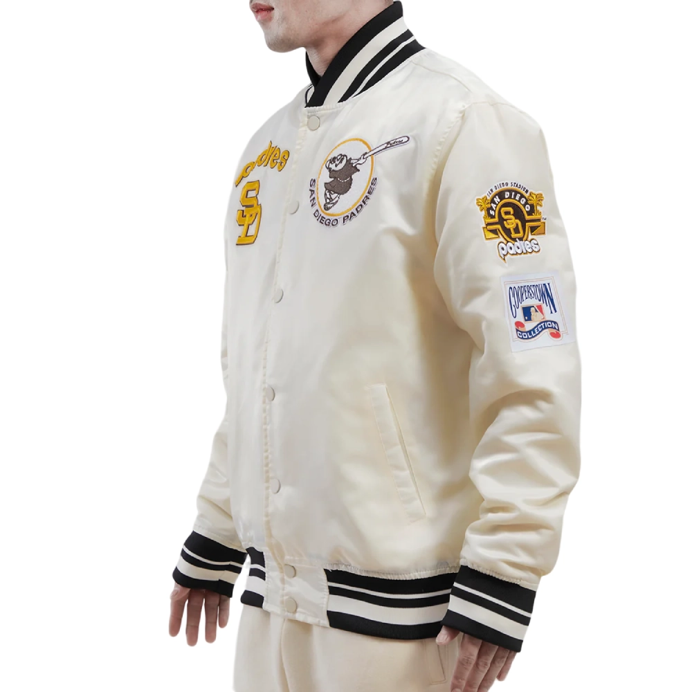 San diego padres retro classic full snap satin varsity jacket white 2